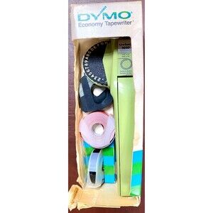 VINTAGE Dymo 1610-03 Label Maker  Includes Gold, Green, Red & Black Tapes